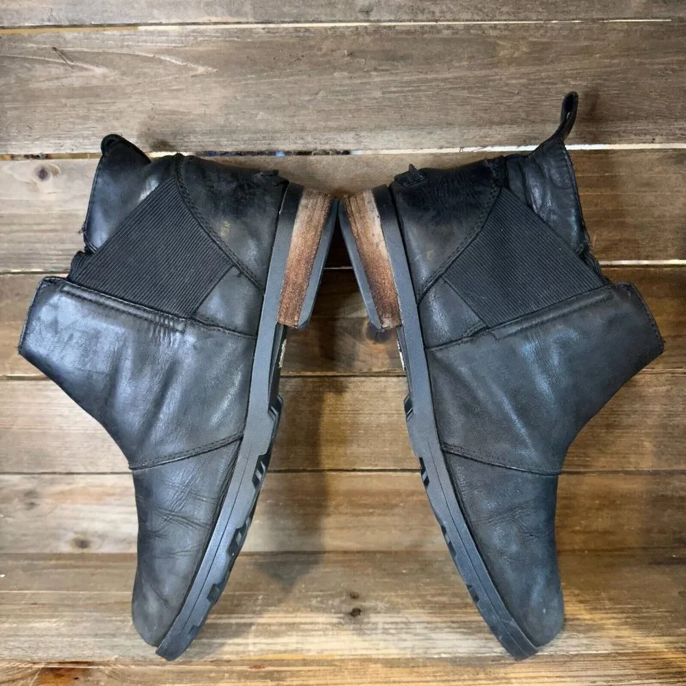 Womens Sorel Emilie Chelsea Black Leather Waterproof Ankle Boots Size 10 M GUC‎